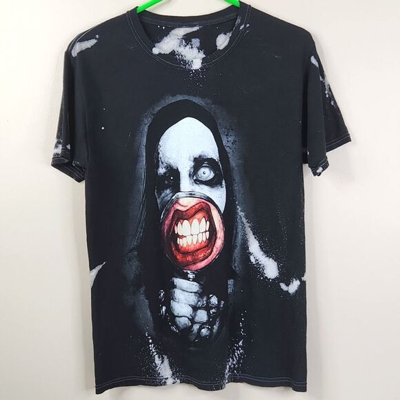 Big Chris Art Marilyn Manson Frontside Big Print Short Sleeve Graphic Tee Small - Picture 1 of 6
